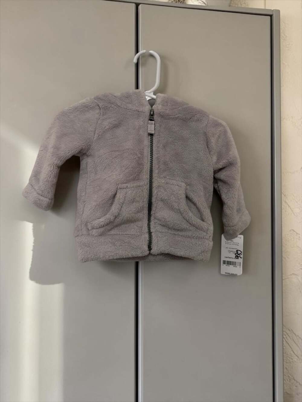 Carter's Zip Up Jacket Size 6m Grey Fleece Bear Ears